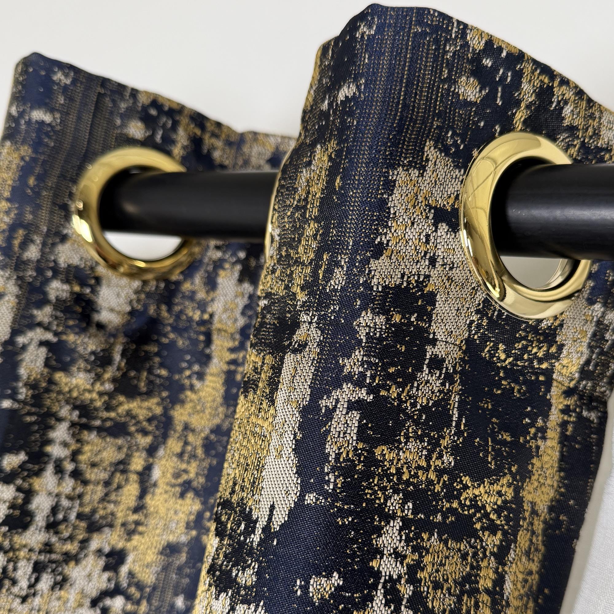 Antieke vintage marineblauwe modegordijnen met textuur, op maat gemaakte gordijnen met 10 kleurencombinatiealternatieven