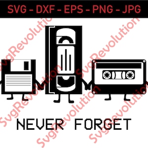 Retro Never Forget Floppy, VHS, Cassette SVG