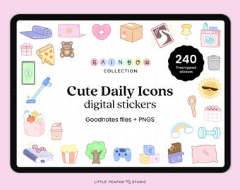 Cute Daily Icons Digital Stickers | Goodnotes | PNG files | Notability | iPad | Planning | Handdrawn | Everyday