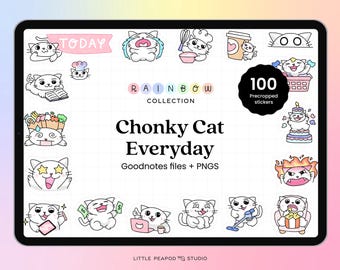 Chonky Cat Everyday Digital Stickers | Goodnotes Stickers | Daily Digital Stickers | Kitty Stickers | iPad stickers | Planner Sticker