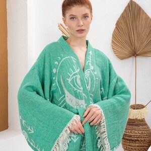 Organic Cotton Robe, Gauze Muslin Robe, Muslin Bathrobe, Muslin Organic Robe, Turkish Cotton Robe, Boho Robe,  Cotton Kaftan, Organic Kimono