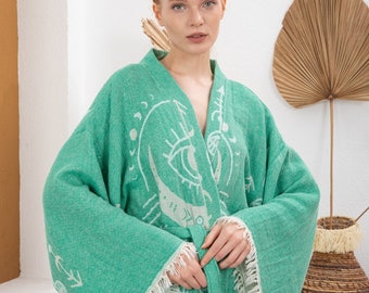 Organic Cotton Robe, Gauze Muslin Robe, Muslin Bathrobe, Muslin Organic Robe, Turkish Cotton Robe, Boho Robe,  Cotton Kaftan, Organic Kimono