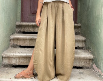 Palazzo Pants, Wide Leg Trousers, beach, long cotton pants, lounge pant, natural clothing, natural lounge pant, sweat pant, wide leg pants