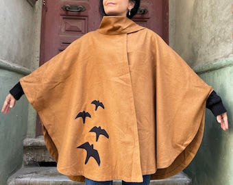 Bird Boho Poncho, Women Coat, Poncho, Hippie Poncho, Handmade Poncho, Christmas, Pancho Sweater, Ethnic,Boho, Gift For her, Boho Coat