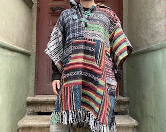 Winter Mens Poncho, Poncho Men, Handmade Poncho, Hippy Baja Outdoor, Christmas, Hippie Poncho, Mexican Pancho, Poncho Men, Fall, Gifts