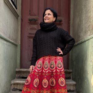 Handmade Boho Cotton Wrap Skirt: Ethnic Print, Adjustable Waist