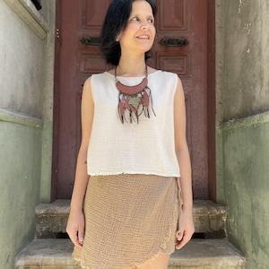 Boho Sleeveless Fringe Blouse | Loose Fit Bohemian Top | Handmade Eco-Friendly Summer Fashion | Festival Top | Gift | Express Shipping