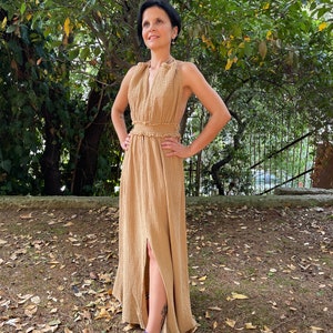Muslin Maxi Dress: Bohemian Goddess Gown, Summer Wedding