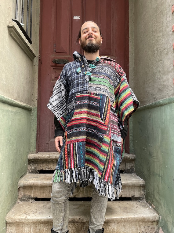 Poncho para hombre de invierno, Poncho hombres, Poncho hecho a mano, Hippy  Baja al aire libre, Navidad, Poncho Hippie, Pancho Mexicano, Poncho Hombres,  Otoño, Regalos -  España