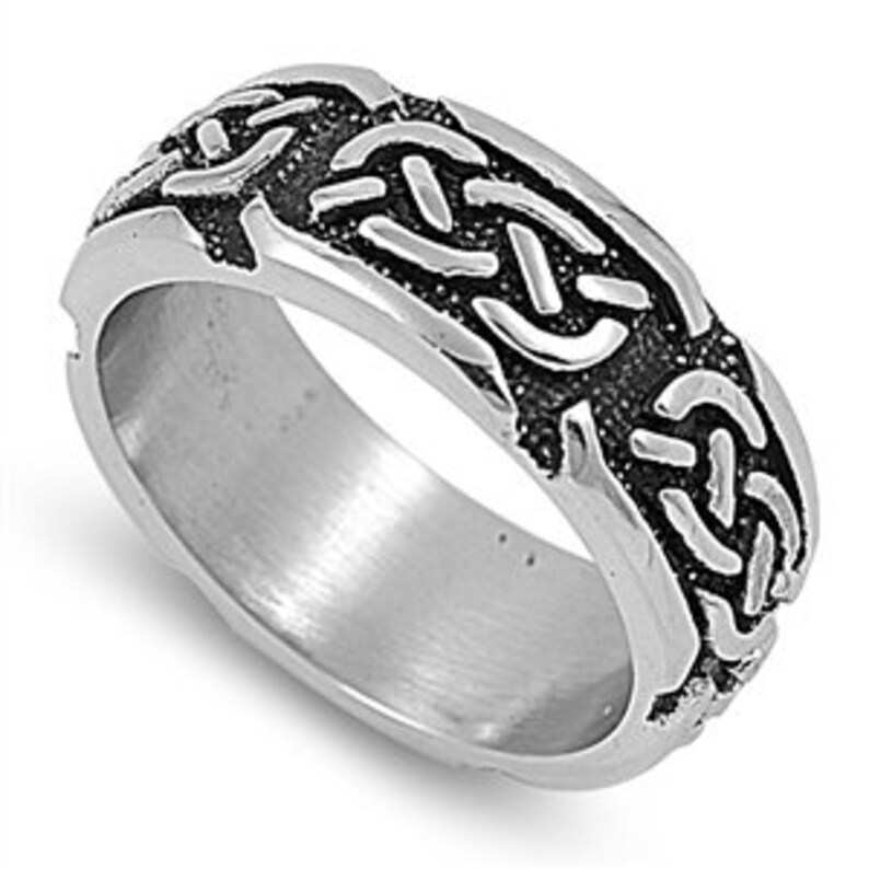 Custom Engraving Men Women 9mm Stainless Steel Ring Celtic Wedding Band Celtic Ring
