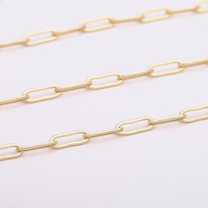 18K Shiny Gold Plated Link Chain, 3.2 FT 3.2x9.2mm Flat Drawn Cable Chain Bulk, Flat Cable Link, Rectangle / Oval Chain Bulk, AWW-P243