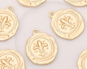 Dainty 18k Gold Plated Charm Vintage Medallion Pendant,Gold Charm,5Pcs Gold Disc Roman Greek Coin Medallion Charm,Jewelry Findings, AWW-P283