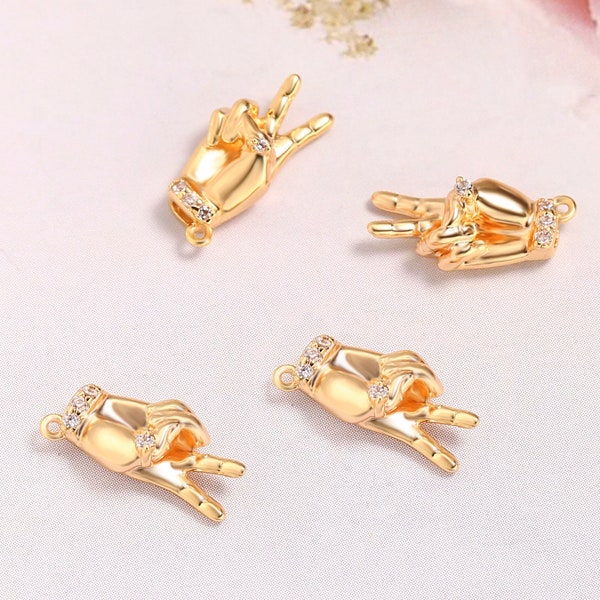 5Pcs 18k Shiny Gold Hand Charm Pendant,V Hand Sign Charms,Victory Peace Hands Pendant,(12x5mm)Tiny V Hand,Gestures Charm Jewelry,AWW-P1286