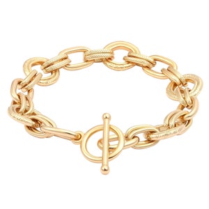 Chunky Bracelets for Women,18k Gold Plated Cuban Link Chain Bracelet,Stacking Bracelet,Dainty Toggle Rope Bangle Bracelets Jewelry,AWW-SL594