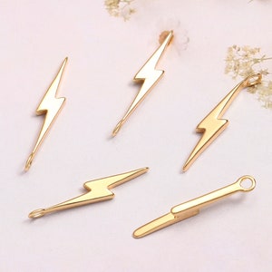 18k Shiny Gold Lightning Charms Pendant,8Pcs Lightning Pendant,(22x3mm) Lightning Bolt Charm,Thunder Charm,Mini Lightning Necklace,AWW-P1285