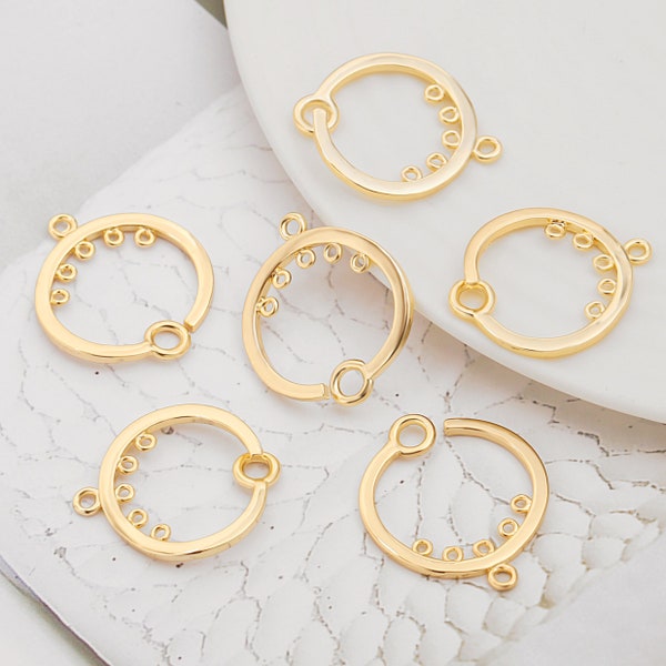 18K Gold Plated Round Multifunctional Fitting, 28x23mm Hoop/Hook/Dangle, Hole Fitting, Jewelry Connector. AWW-P1869