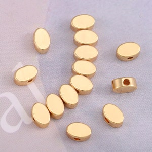 20Pcs 18k Shiny Gold Oval Beads,6x4mm Spacer Beads,Oval Drop Charm,Bracelet Beads,Oval Spacer Beads,Drop Beads,Gold Plated Findings,AWW-P689
