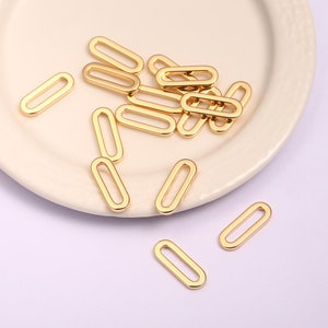 18k Shiny Gold Oval Link Charm,10Pcs Geometric Charms,(15x5mm) Oval Oblong,Geometric Rectangle Pendant Connectors,Geometric Hoop,AWW-P1211