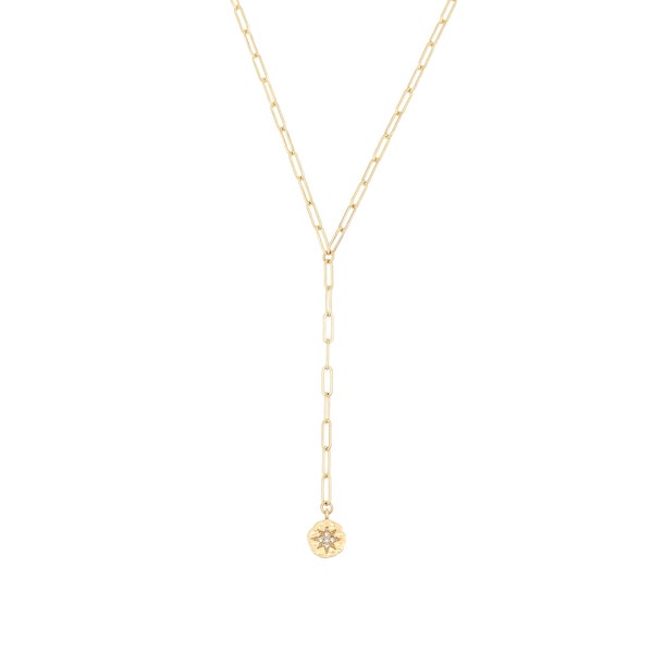 Dainty Long Lariat Necklace,18K Gold Chain Y Necklace,CZ North Star Necklaces,Starburst Star Necklace,Disc Coin Pendant Necklace,AWW-XJ1038