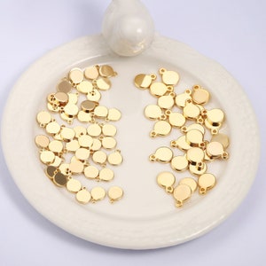 20Pcs 18k Shiny Gold Coin Disc Charms,Stamping Disc,6mm/5mm Small Round Charms,Personalized Disc,Coin Disc Pendant,Jewelry Findings,AWW-P320