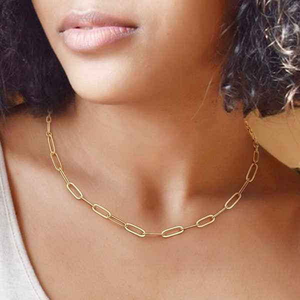 Silver Paper Clip Choker Etsy