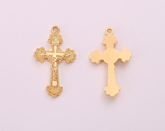 1pcs 14k gold plated cross charm 