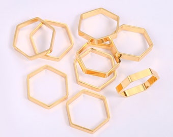 875 Platinum Tone 20mm x 17mm 10 pieces Hexagon Links