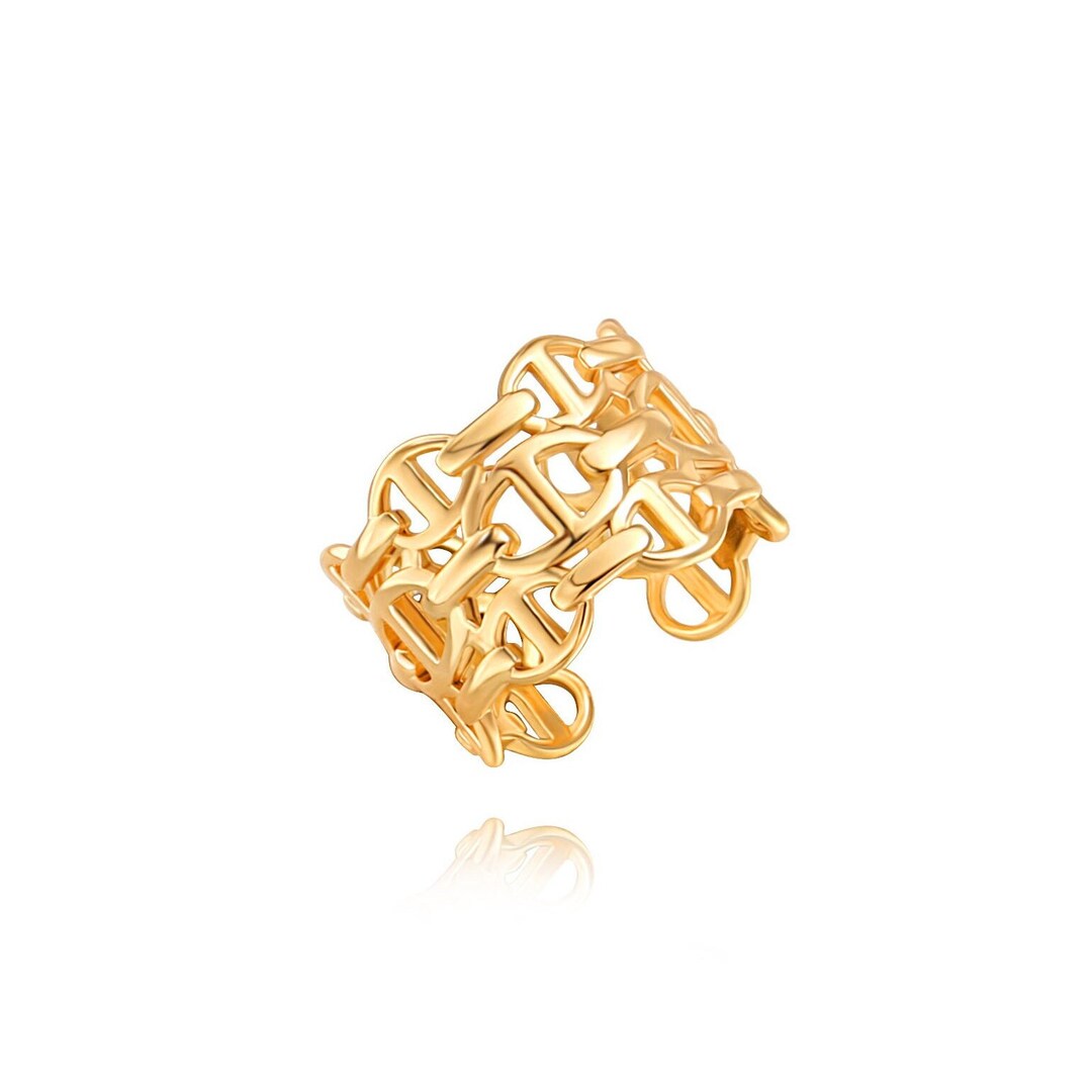 Gold Stacking Rings, Adjustable Ring, Statement Ring, Gold Cuff Ring, 18K Gold Plated Mariner