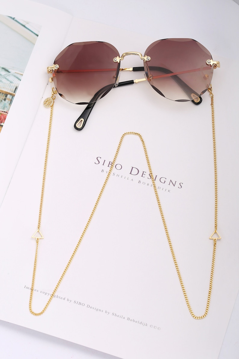 18k Shiny Gold Glasses Chains,Cuban Chain Glasses Chains,Sunglasses Chain,Eyeglasses Chain,Eyeglass Holder,Gold Glasses Chain,AWW-XJ1148 image 4