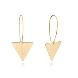 Dainty Textured Triangle Earrings, 18k Gold Plated Geometric Earrings, Brushed Triangle Dangle Drop Earrings, Earrings for Women, AWW-RH388