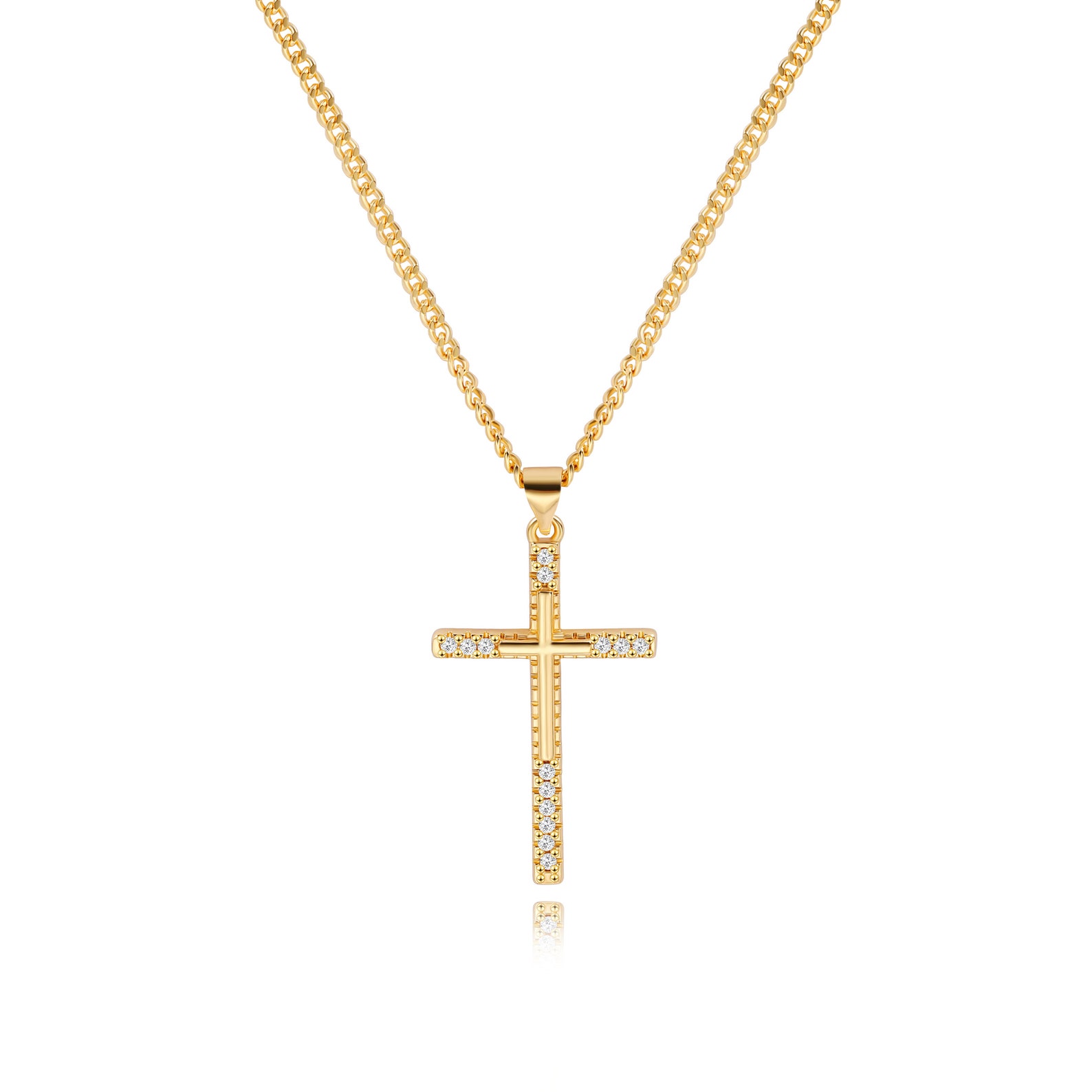 Delicate Gold Cross Necklace18k Gold Cross Pendant Etsy