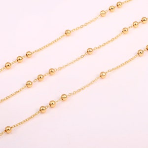 18k Shiny Gold Satellite Chains, Irregular Ball Chain, 3.3 Feet 3mm Link Chain Bulk, Satellite Bead Chain, Satellite Chain Necklace,AWW-P686