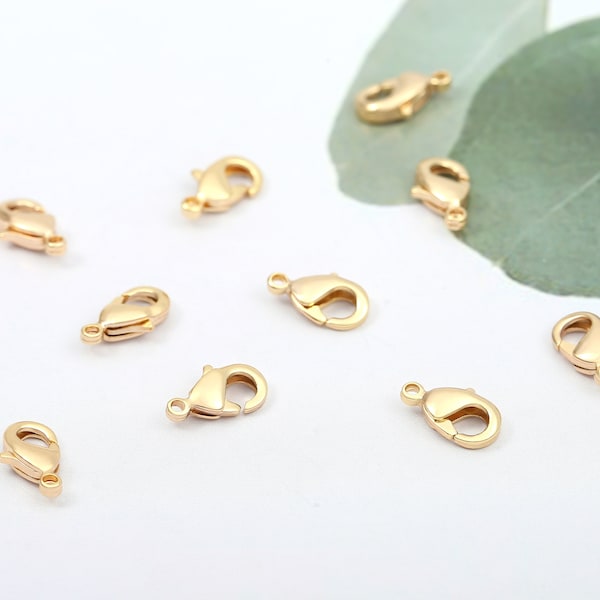 18k Gold Plated Lobster Clasp, Bulk 20Pcs 9mm Lobster Clasp Jewelry Clasps, Bracelets/Necklace Connector Clasps,Jewelry Findings, AWW-P284