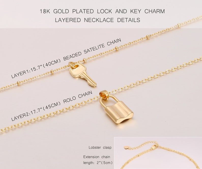 Dainty Gold Lock Necklace Lock & Key Pendant Necklaces Etsy