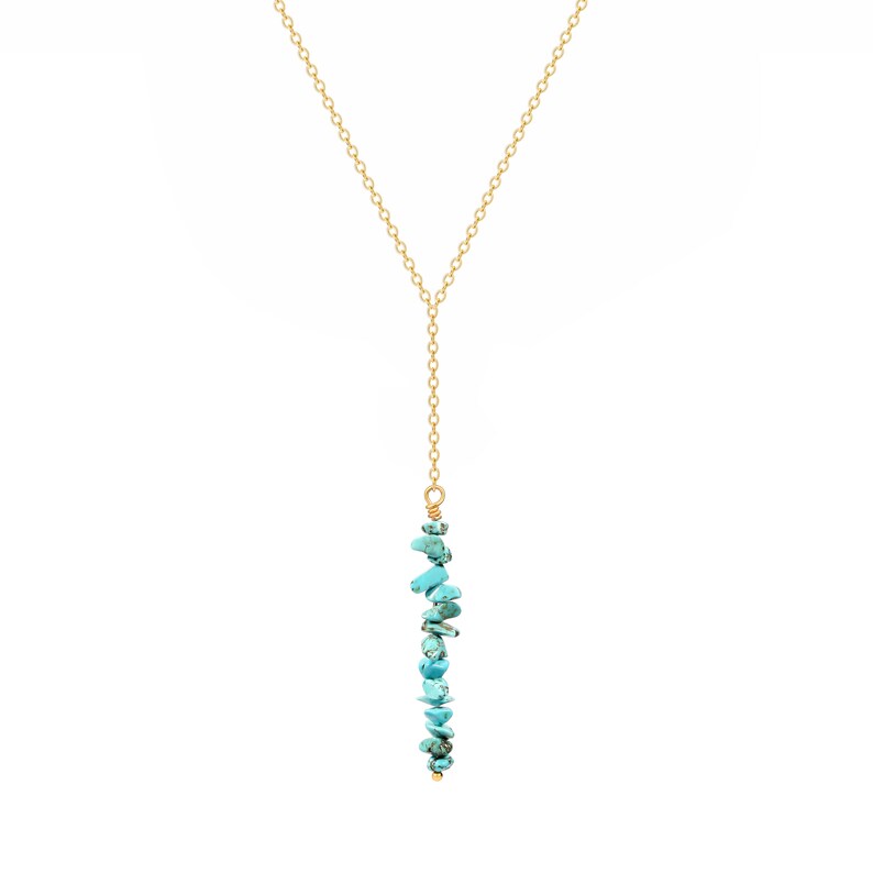 Dainty Turquoise Lariat Necklace Gold Y Necklace Turquoise Etsy