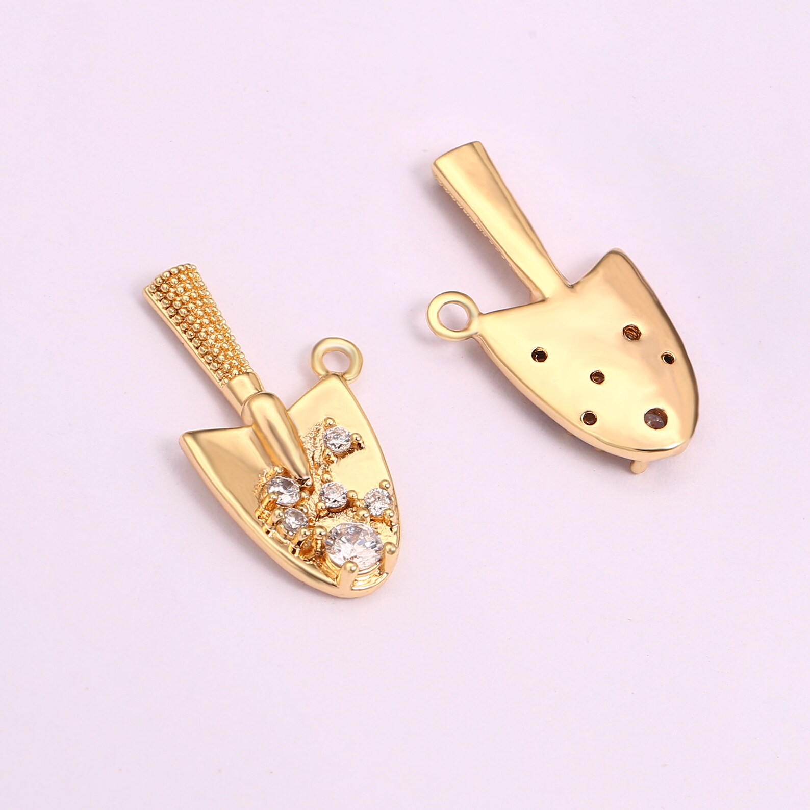 3pcs 18k Shiny Gold Shovel Charm Pendant20x11mm Hand Shovel Etsy