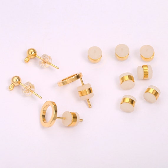  18K Gold Earring Backs for Studs, 18Pcs Comfortable