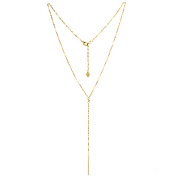 Dainty Long Lariat Necklace, Skinny Bar Drop Necklace, Y Necklace, Gold Layering Necklace, Stick Necklace, 18K Gold Plated Chain, AWW-XJ963