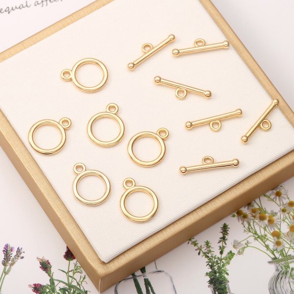 5 sets 18K Gold Plated OT Toggle Clasps 11x19mm Ring x 20mm Bar, Bracelet/Necklace Clasps, DIY Jewelry Buckle, Connectors Clasps, AWW-P244