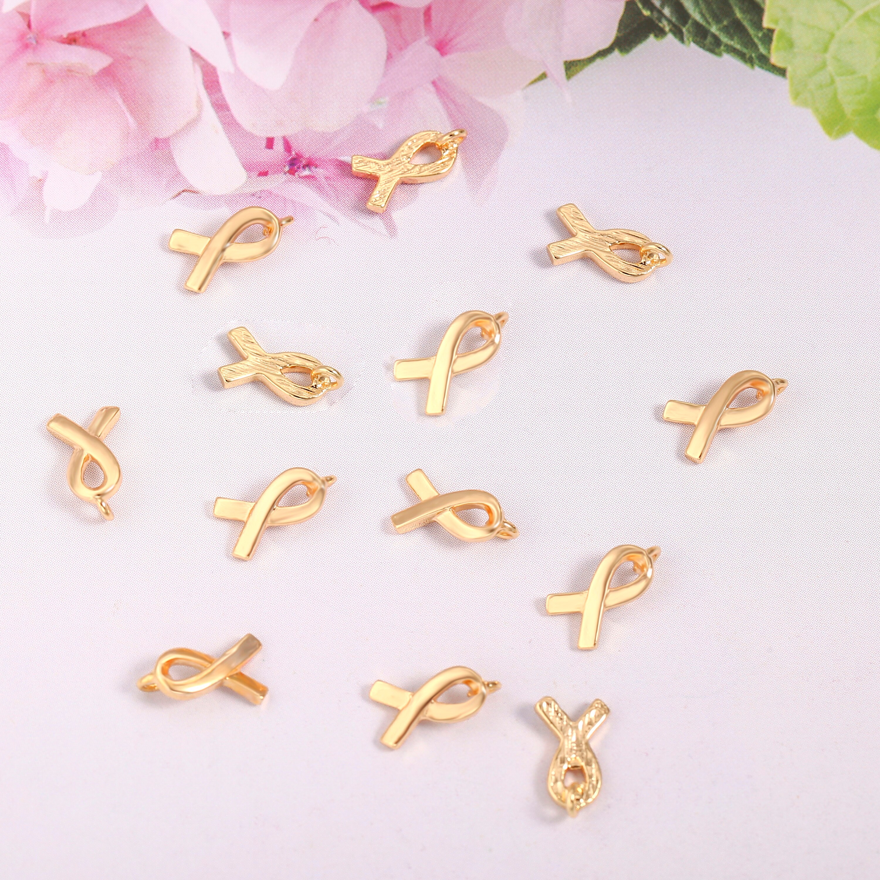 18k Gold Plated Ribbon Charm Pendant 9x5mm Tiny Ribbon Etsy