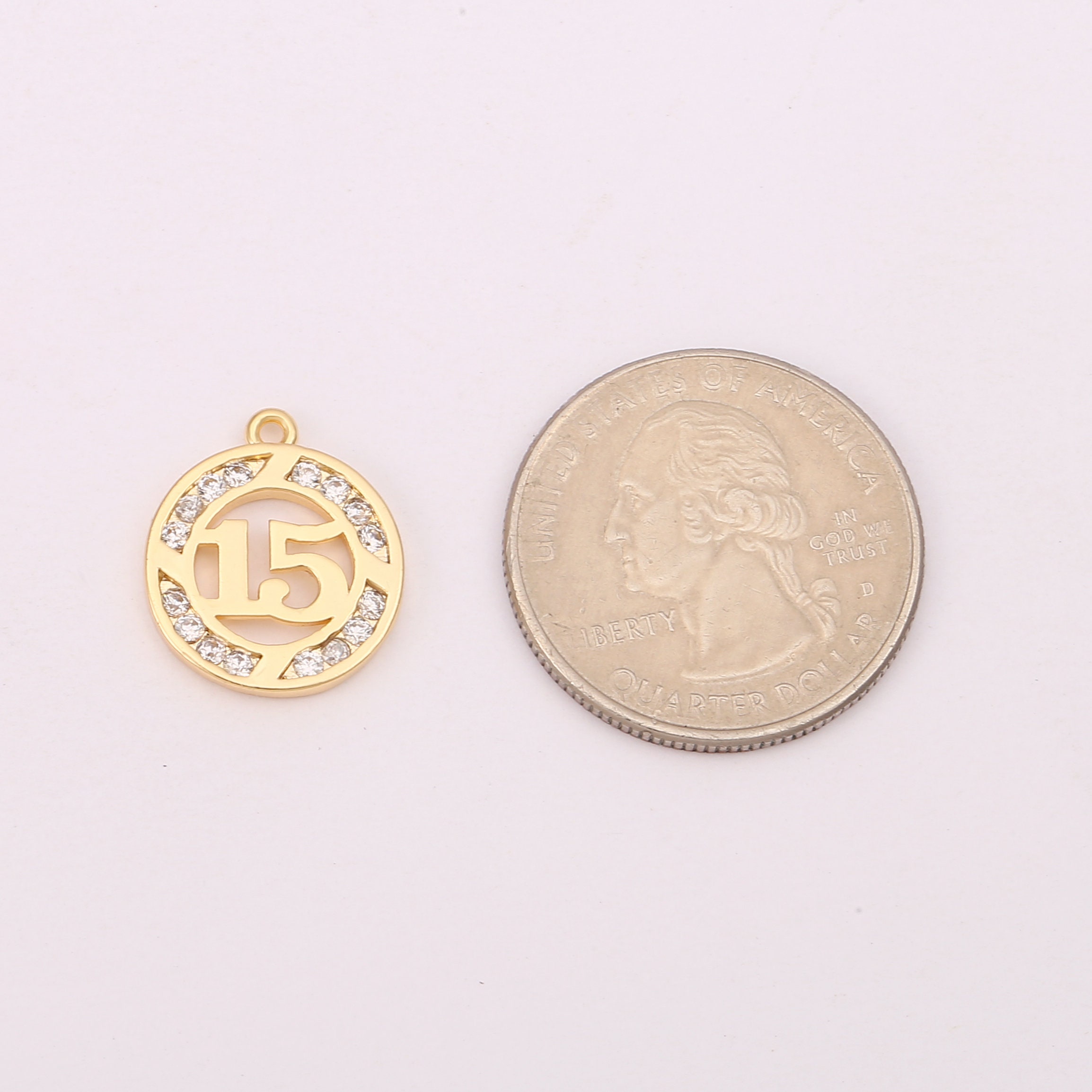 18k Shiny Gold Number Charms4Pcs Cz 15 Number Charm Etsy