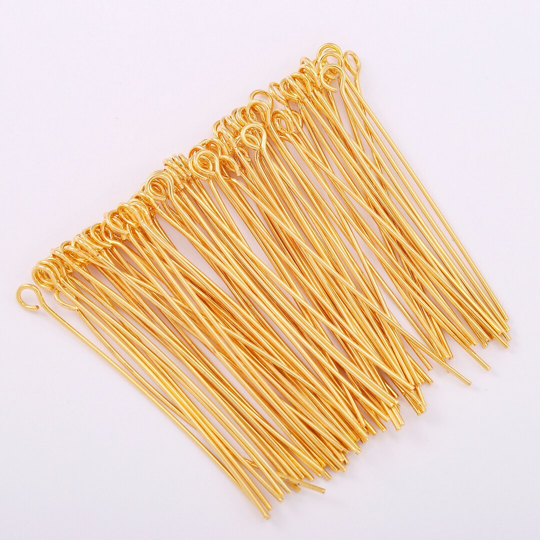 50pcs Eye Pins 18k Gold Plated Eye Pin 45mm Eye Pins 2mm Etsy