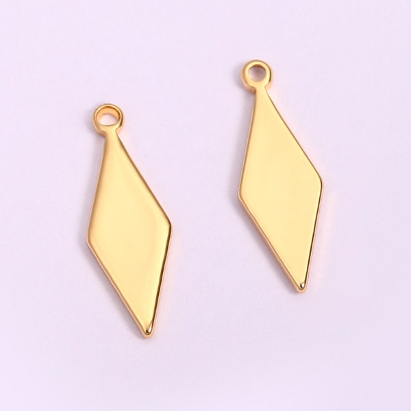 20Pcs Geometric Rhombus Stamping Tags,18K Shiny Gold Rhombus Charm,Brass Rhombus Stamping Blanks,Rhombus Pendant,Jewelry Finding,AWW-P1206