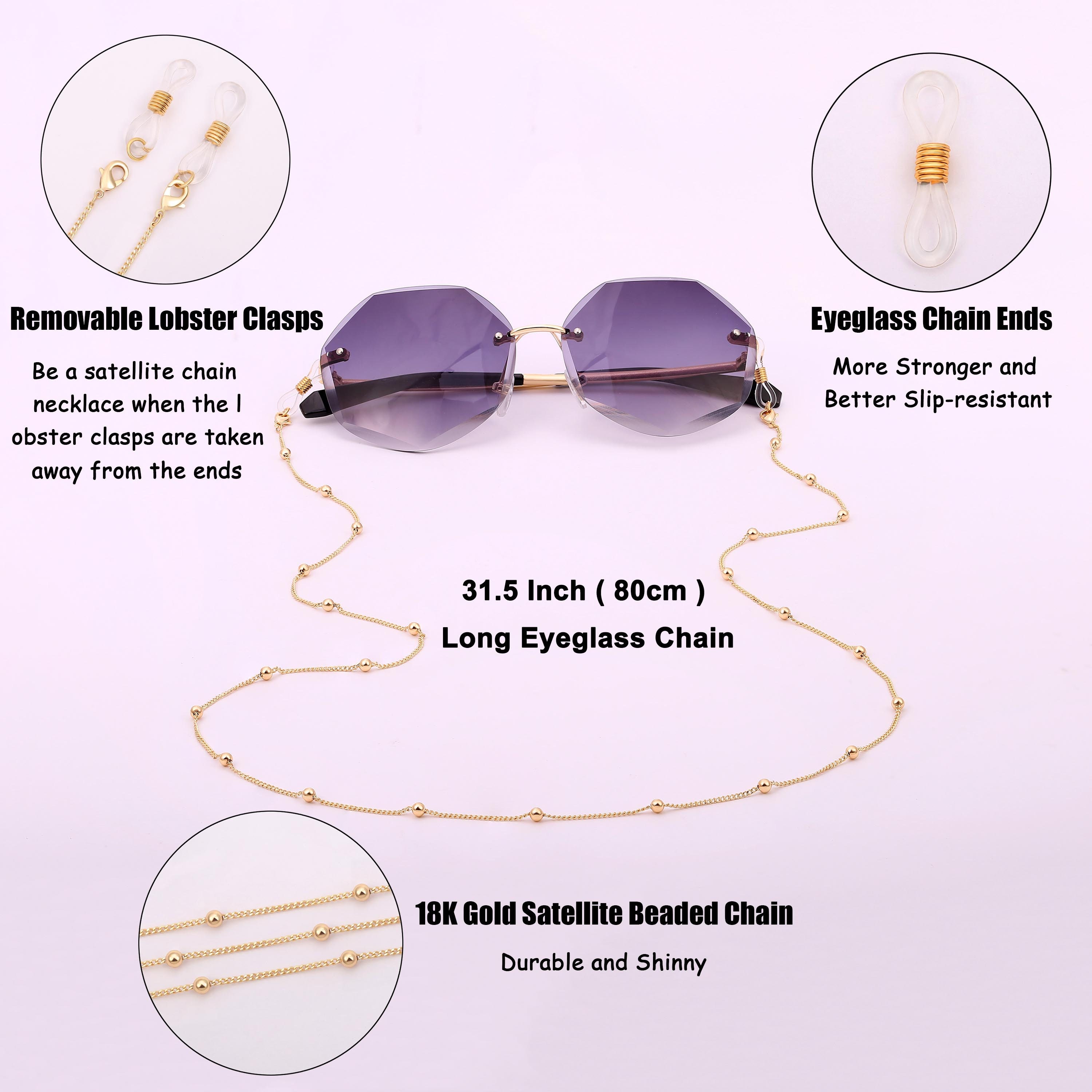 Gold Glasses Chains 18K Gold Eyeglass Chainseyeglass Etsy