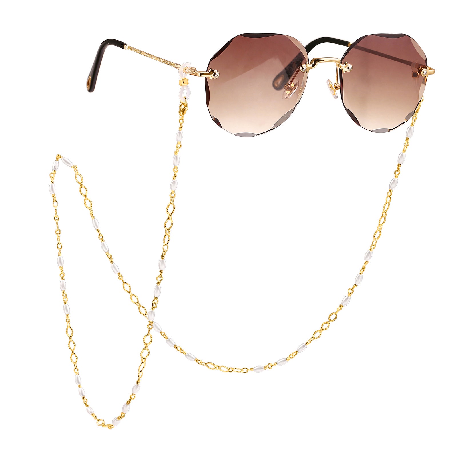 Pearl Beaded Glasses Chains 18K Gold Plated Eyeglass Chain Etsy