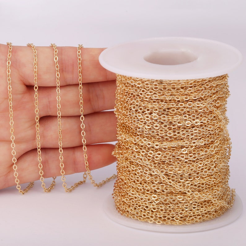 18k Shiny Gold Plated Chain Bulk 2 Meter 6.6 ftTiny Rolo Etsy