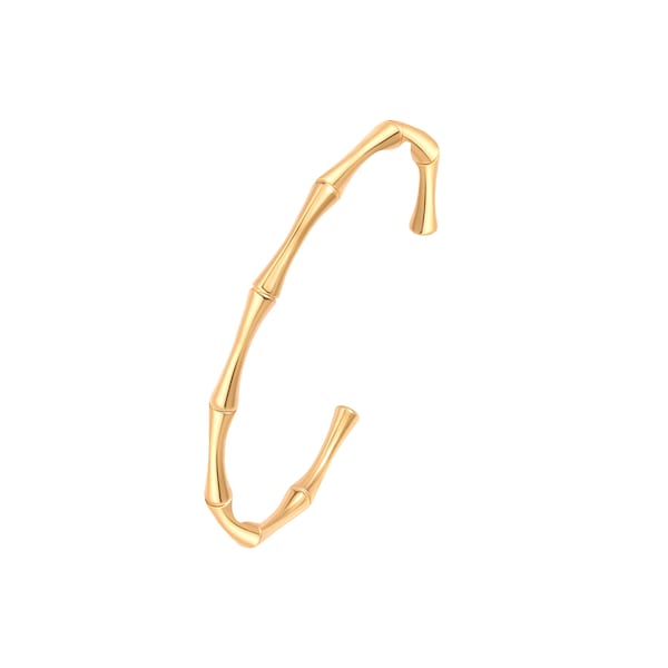 Gold Cuff Bracelet, Open Arm Cuff Bracelets for Women, Gold Bamboo Bangle Bracelet, 18K Gold Bangles Stacking Bracelet, Adjustable,AWW-SL621