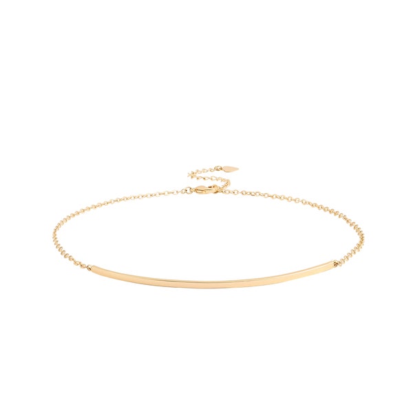 Gold Curved  Bar Necklace Choker,Dainty Curved Bar Necklace,18k Gold Chain Necklace,Smile Necklace,Everyday Choker,Charm Necklace,AWW-XJ1039
