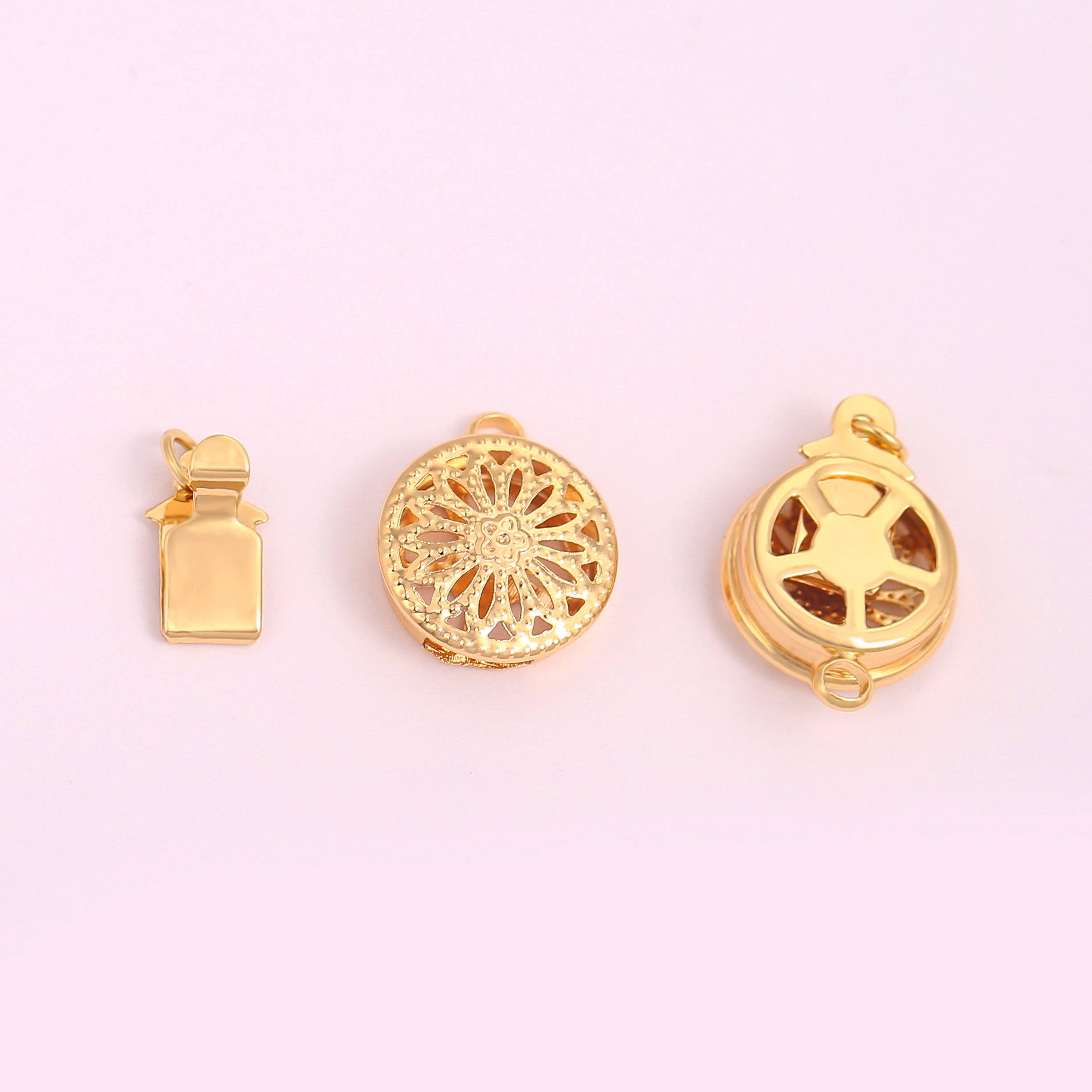 5Pcs Dainty Gold Box Clasp 18x11mmRound Necklace Clasp 18k Etsy