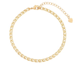 Dainty Gold Link Chain Bracelet,18k Gold Plated Curb Bracelets for Women,Gold Layering Bracelet,Statement Bracelet,Gift for Her,AWW-SL591